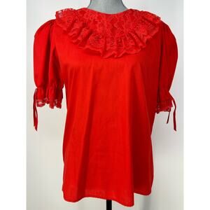 Vintage Partners Please by Malco Modes Red Lace Top Size S USA Square Dancing